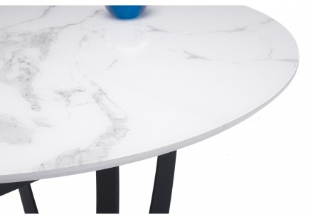 Стол стеклянный Венера белый мрамор / графит
