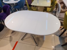 Стол обеденный Kenner R1100 хром/ стекло белое глянец KENNER
