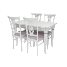 Набор мебели для кухни Leset Дакота 1Р + Юта, Белый + патина серебро