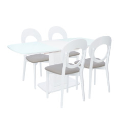 Набор мебели для кухни Leset Денвер 1Р + Хьюстон, Белый лак, стекло Белое