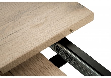 Стол деревянный раскладной Лота Лофт 120 25 мм черный матовый / дуб делано светлый