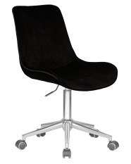 Кресло офисное DOBRIN DORA (чёрный велюр (1922-21), хромированная сталь)