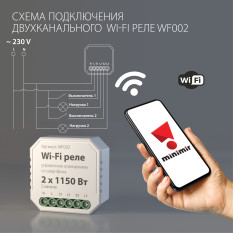 Wi-Fi реле 2 канала х 1150 Вт WF002